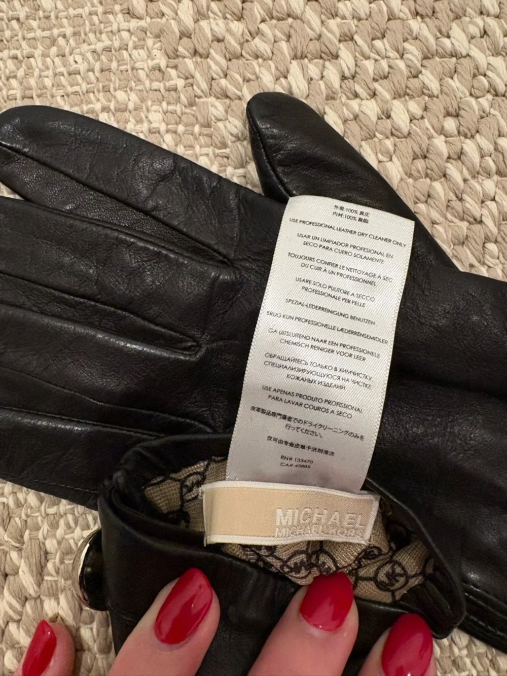 Michael Kors black leather gloves
